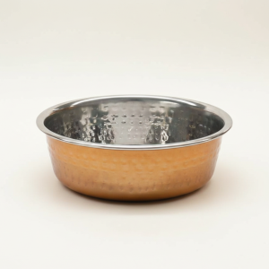 Plato Deluxe Roosewood Pet Bowls de Acero con Acabado Martillado Color Cobre 16 Oz.