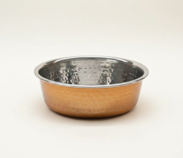 Plato Deluxe Roosewood Pet Bowls de Acero con Acabado Martillado Color Cobre 16 Oz.